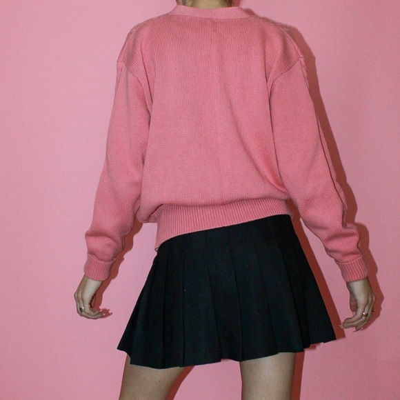 VTG 90s/y2k Mauve 100% Cotton Deep V-Neck Chunky Knit Fisherman Cardigan - Small - Picture 4 of 9